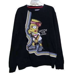 Genuine Bart Simpson Black Graphic Men's Sweatshirt Size Large